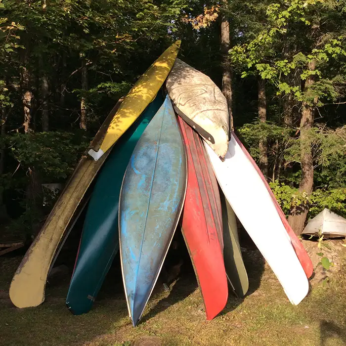 Canoes piled up